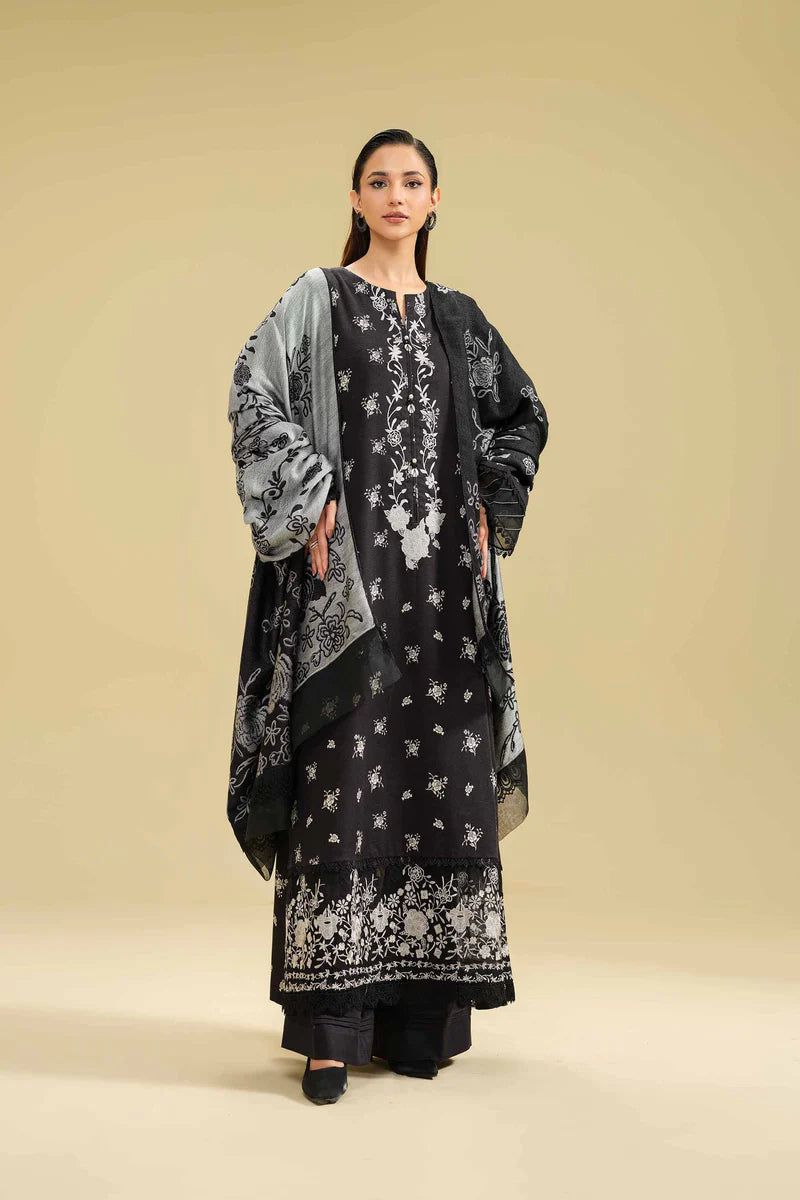 PRINTED EMBROIDERED SUIT | 3 PC UNSTITCHED | NISHAT