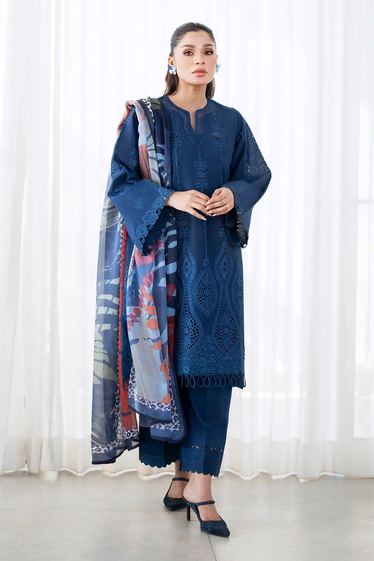 EMBROIDERED PRINTED LAWN UF-4077 | 3 PC UNSTITCHED SUIT | BAROQUE