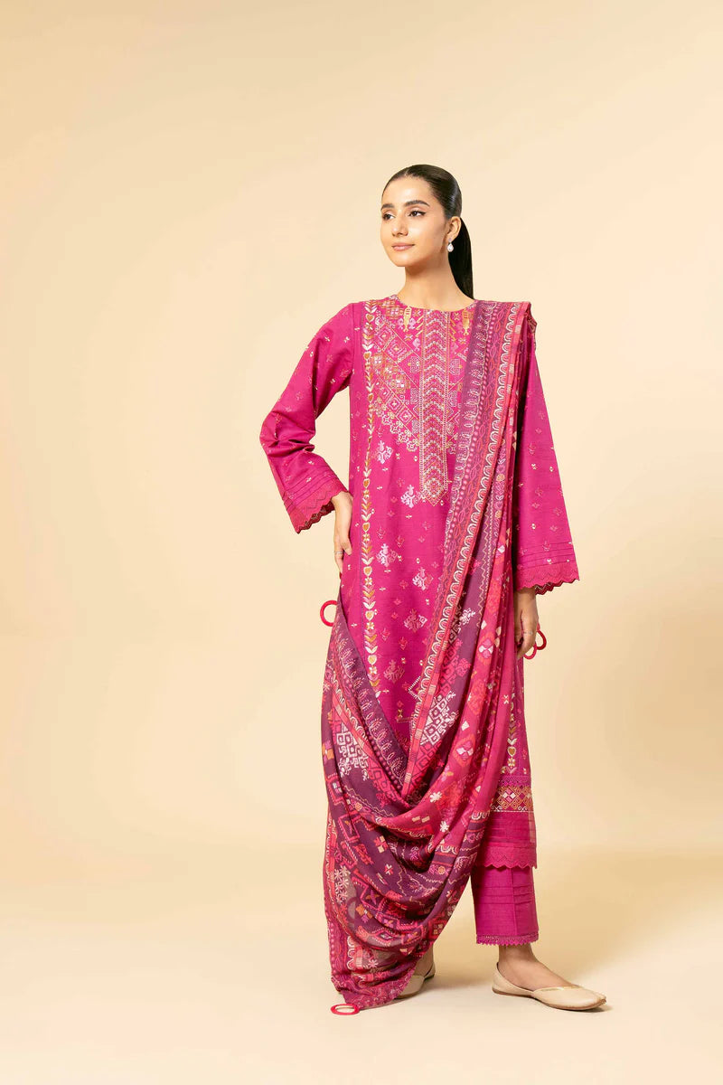 PRINTED EMBROIDERED SUIT 42404932 | 3 PC UNSTITCHED SUIT