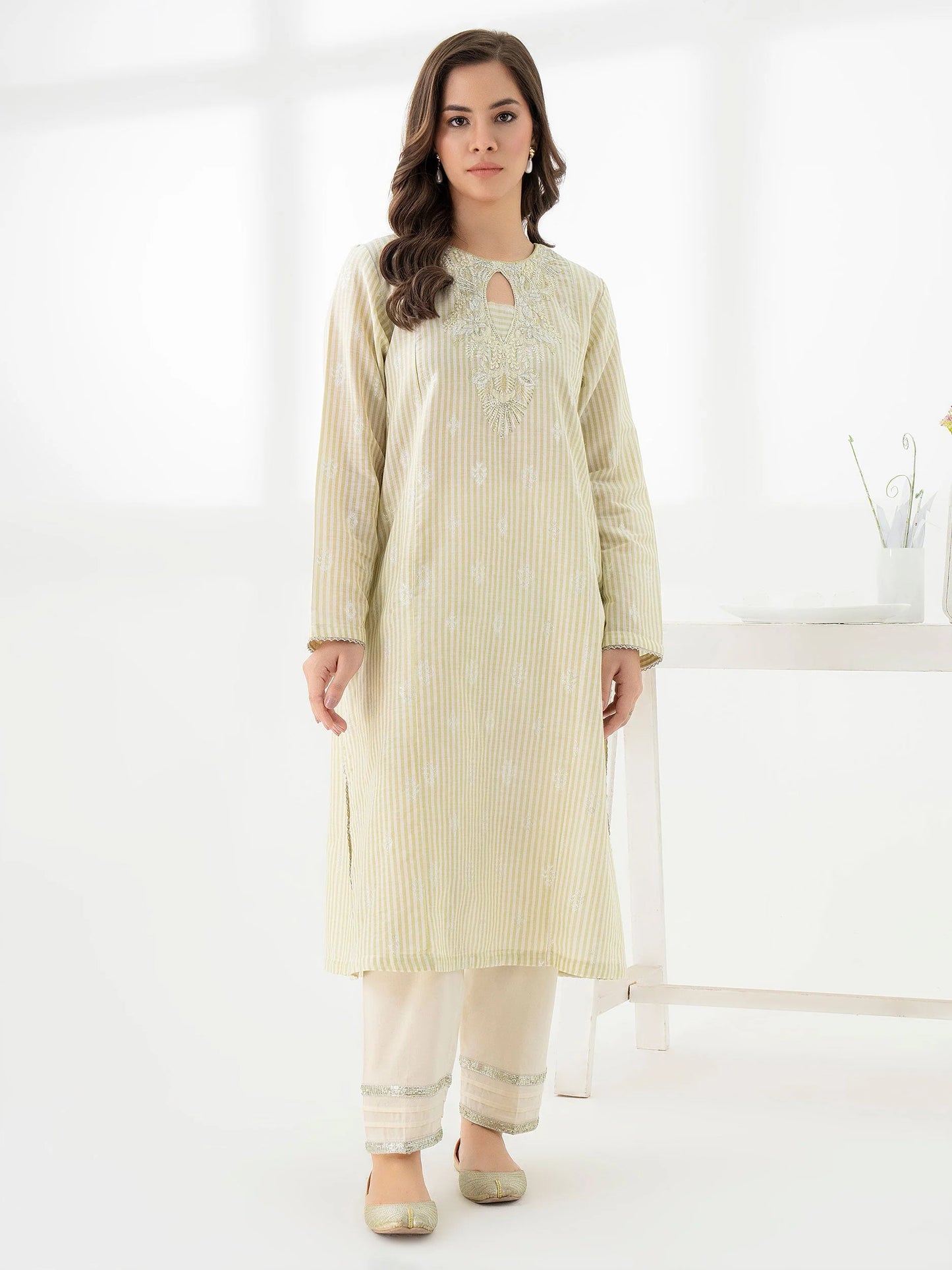 2 PIECE JACQUARD SUIT-EMBROIDERED READY MADE | LIMELIGHT