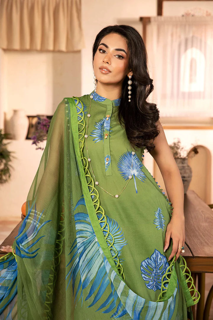 3 Pc UNSTITCHED EMBROIDERED LAWN SUIT | MB-CUS25-906A | MARIA B