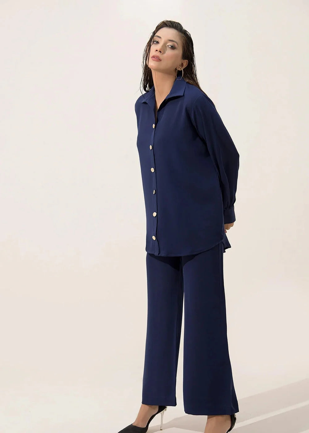 Navy Georgette Co ord Set - Be Yourself