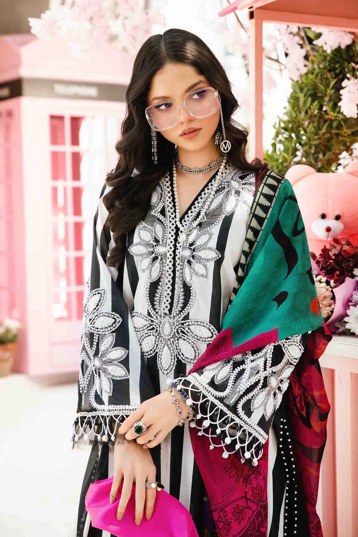 3 PIECE UNSTITCHED EMBROIDERED LAWN SUIT | MPT-2609-B | MARIA B