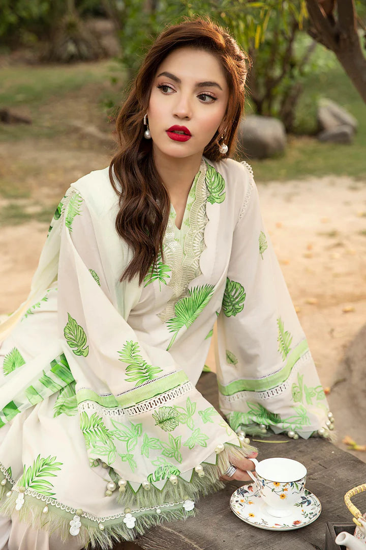 3 Pc UNSTITCHED EMBROIDERED LAWN SUIT | MB-CUS25-906B - MARIA B