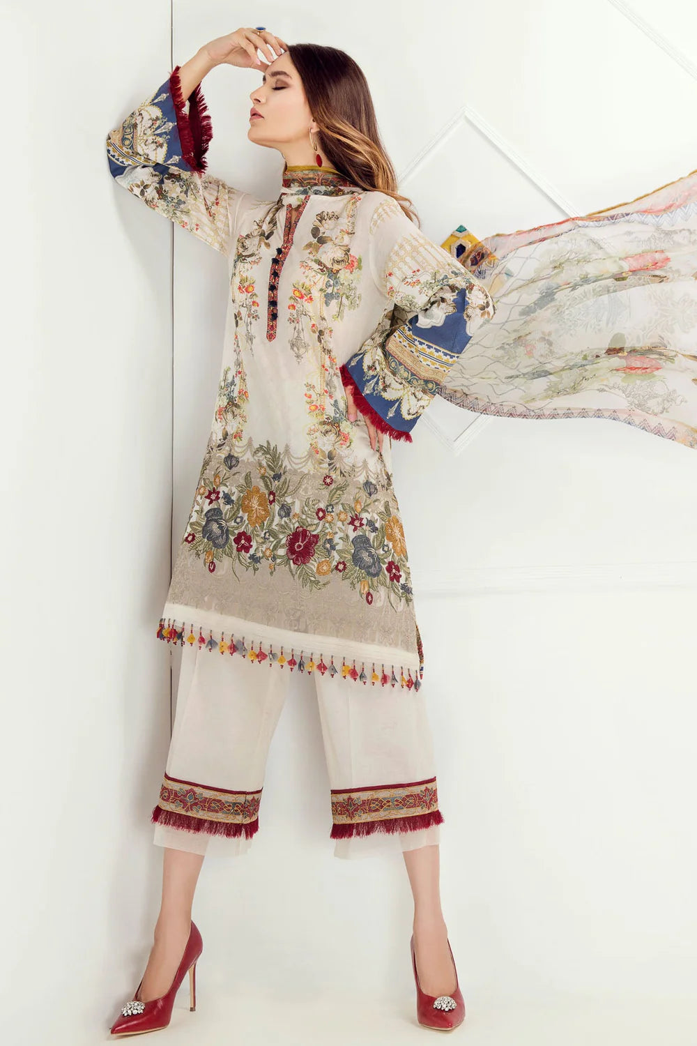 PRINTED LAWN FL-504 UNSTITCHED 3 Pc SUIT -BAROQUE