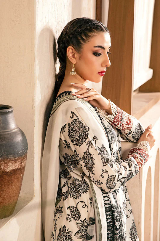 3 Pc UNSTITCHED EMBROIDERED SLUB LAWN SUIT | MB-CUS25-909A | MARIA B