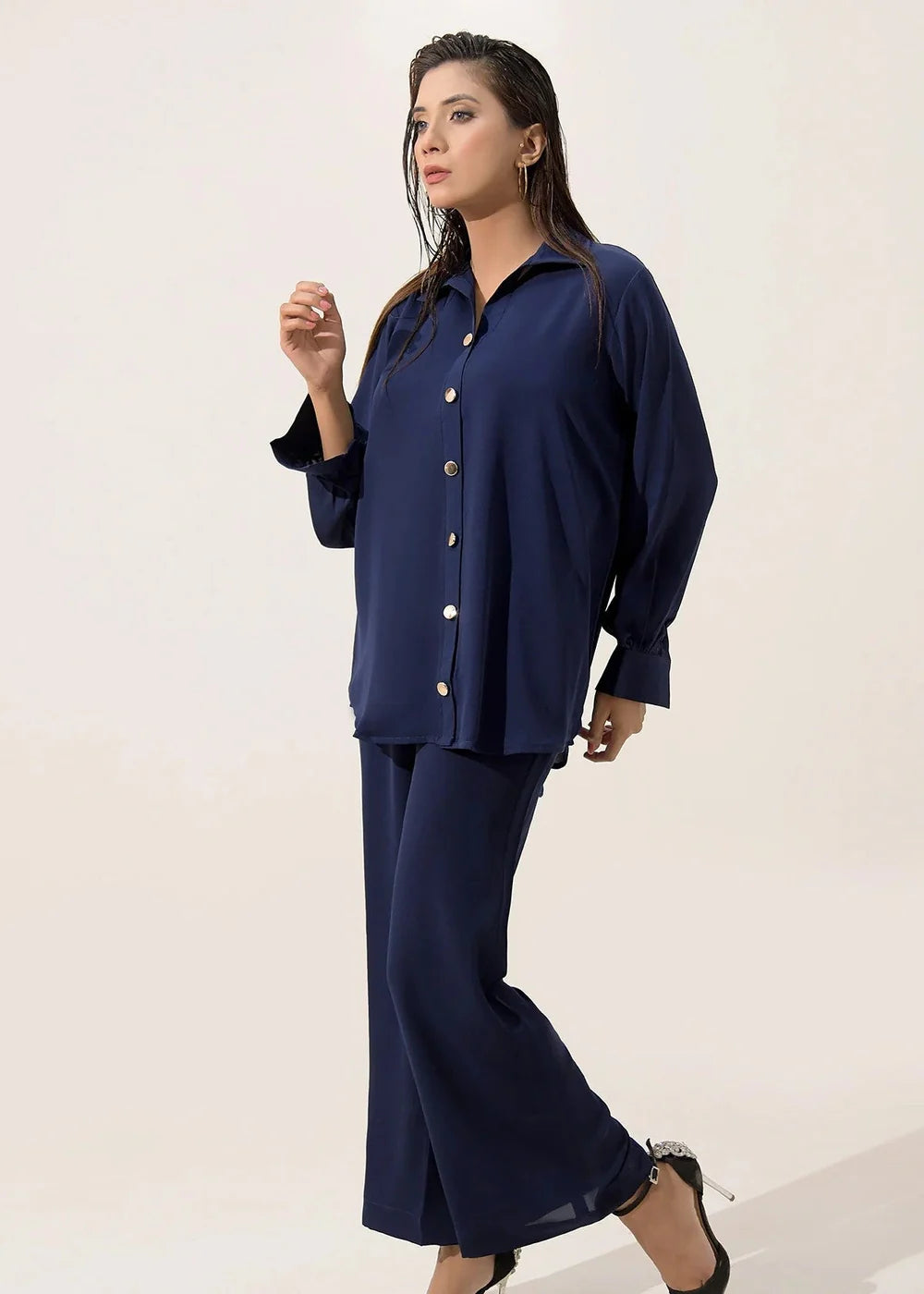 Navy Georgette Co ord Set - Be Yourself