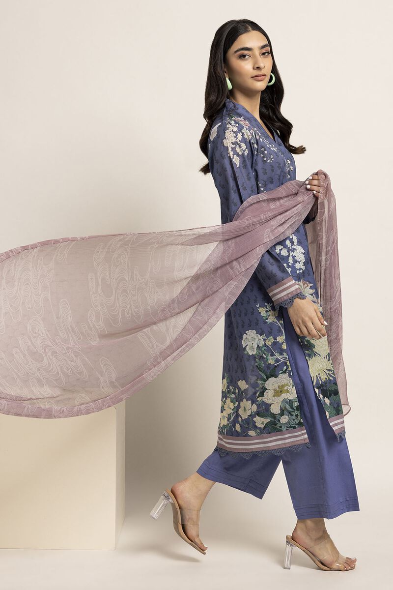 PRINTED LAWN 3-PIECE SUIT UNSTITCHED - KHAADI
