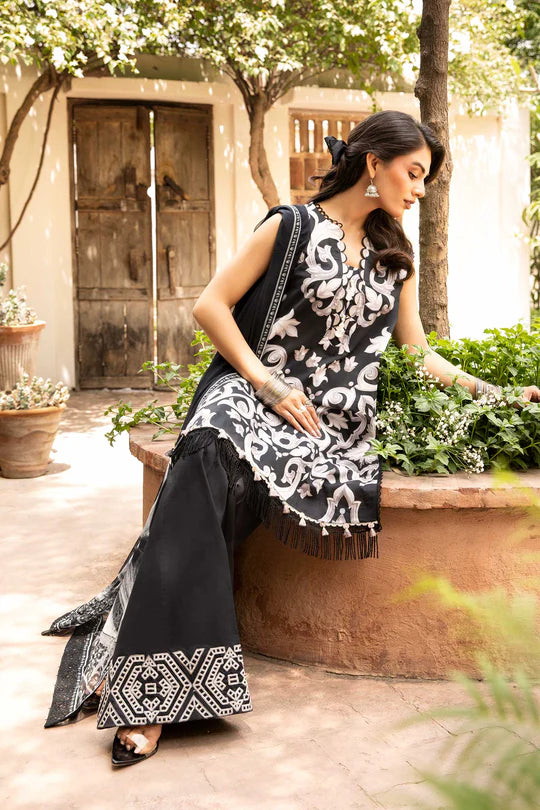 3 Pc UNSTITCHED EMBROIDERED LAWN SUIT | MB-CUS25-904B | MARIA B