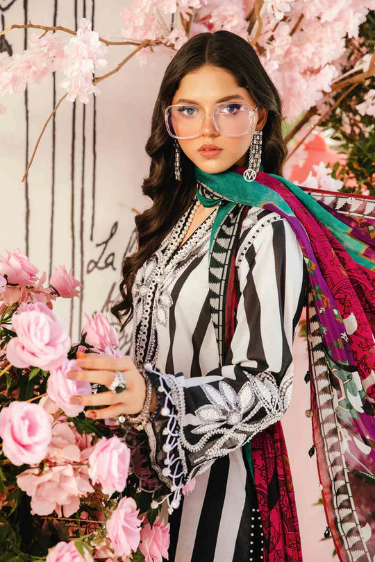 3 PIECE UNSTITCHED EMBROIDERED LAWN SUIT | MPT-2609-B | MARIA B