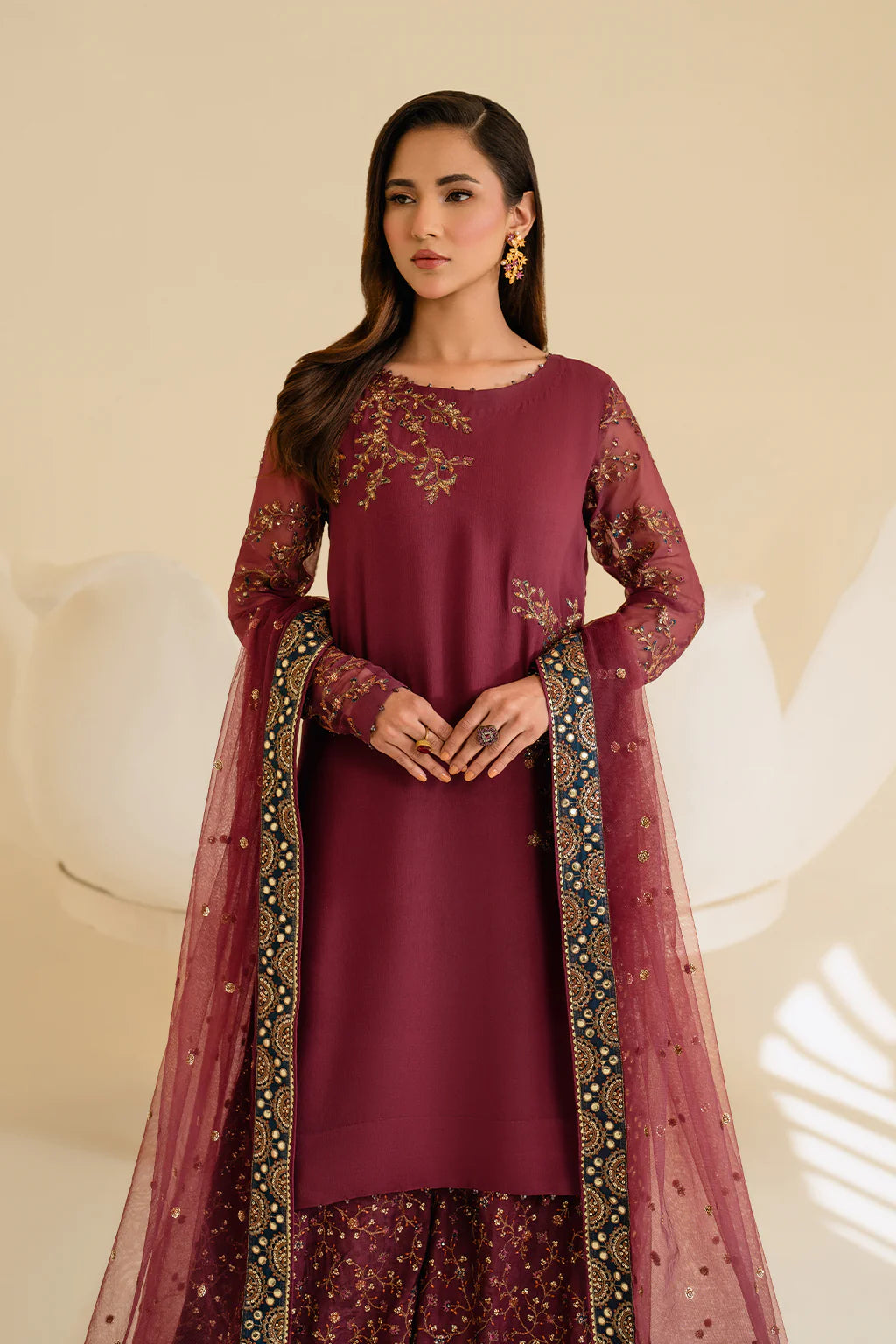 3 PIECE SUIT READY MADE IP-299 EMBROIDERED CHIFFON - IZNIK