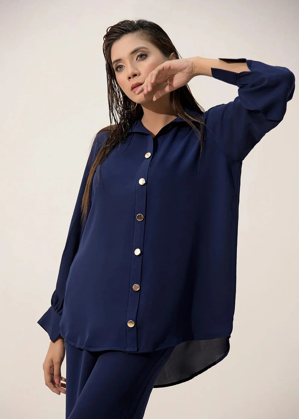 Navy Georgette Co ord Set - Be Yourself