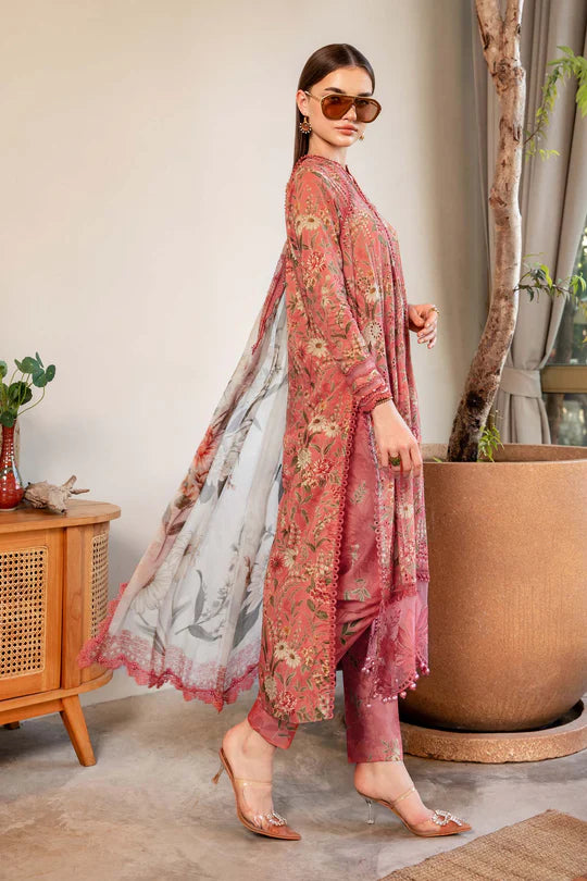 3 PIECE UNSTITCHED PRINTED LAWN SUIT - MARIA B