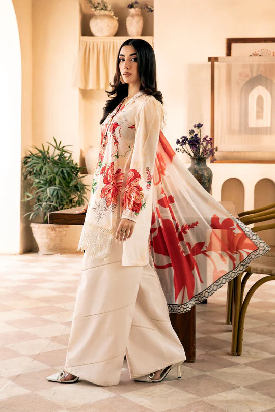 3 Pc UNSTITCHED EMBROIDERED LAWN SUIT | MB-CUS25-907B | MAIRA B