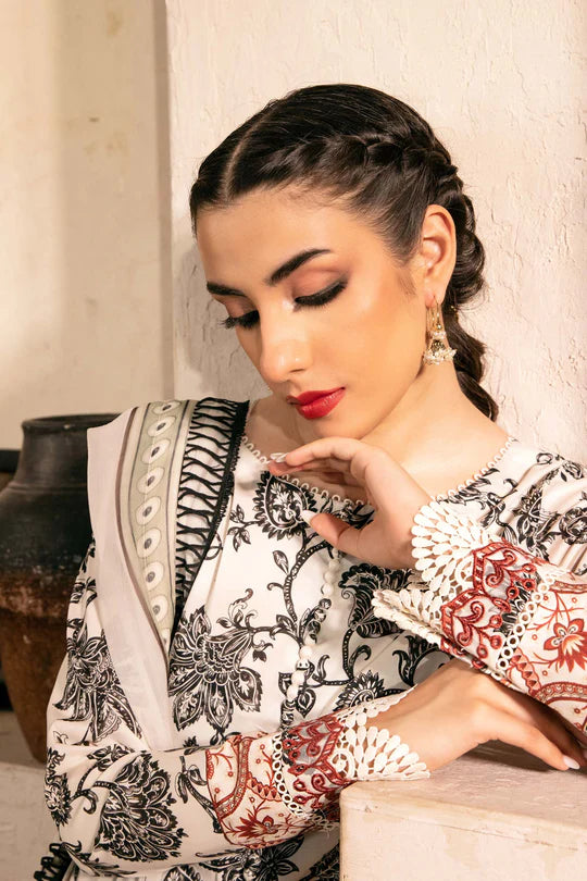 3 Pc UNSTITCHED EMBROIDERED SLUB LAWN SUIT | MB-CUS25-909A | MARIA B