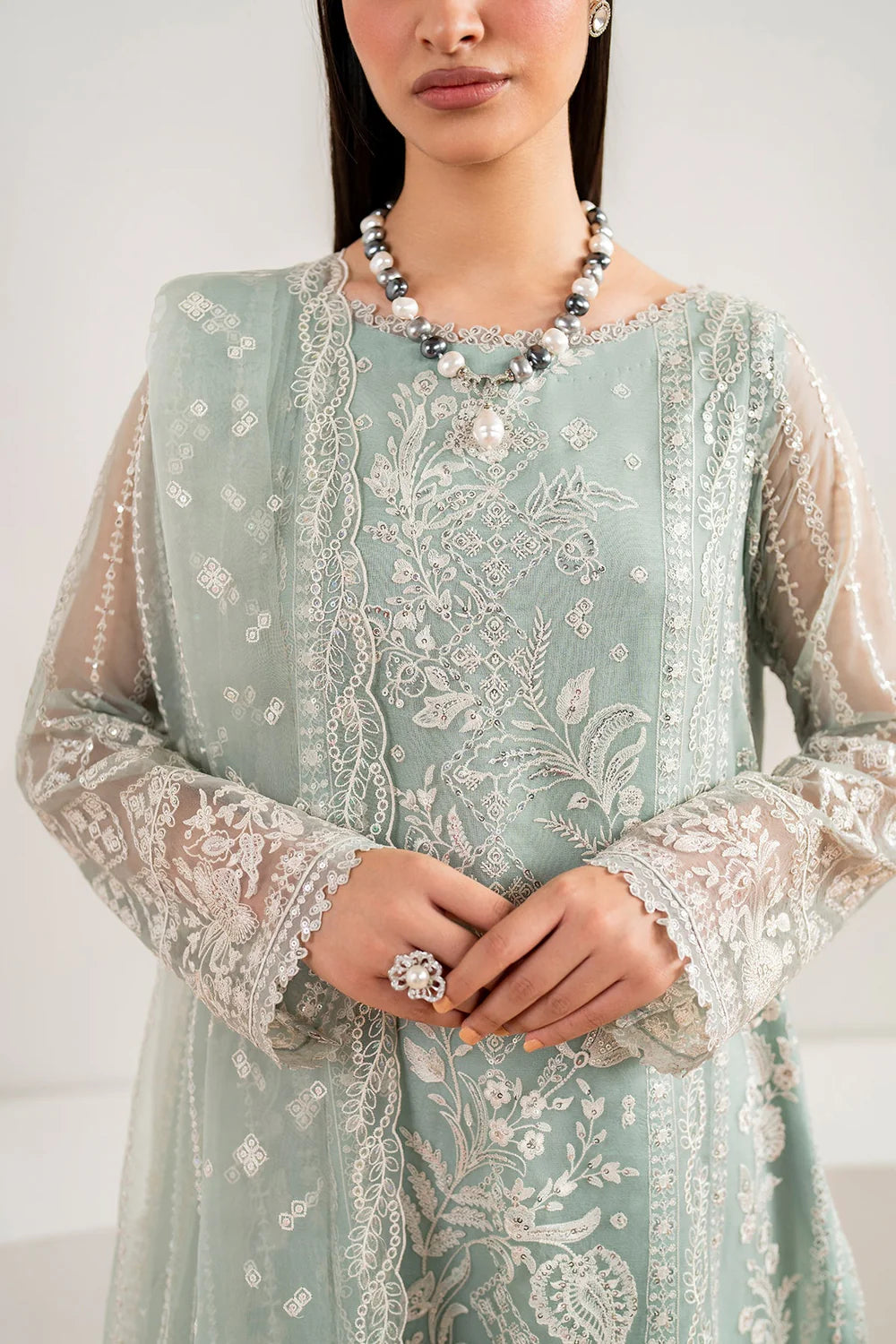 EMBROIDERED CHIFFON UF-680 4-PIECE SUIT UNSTITCHED - BAROQUE