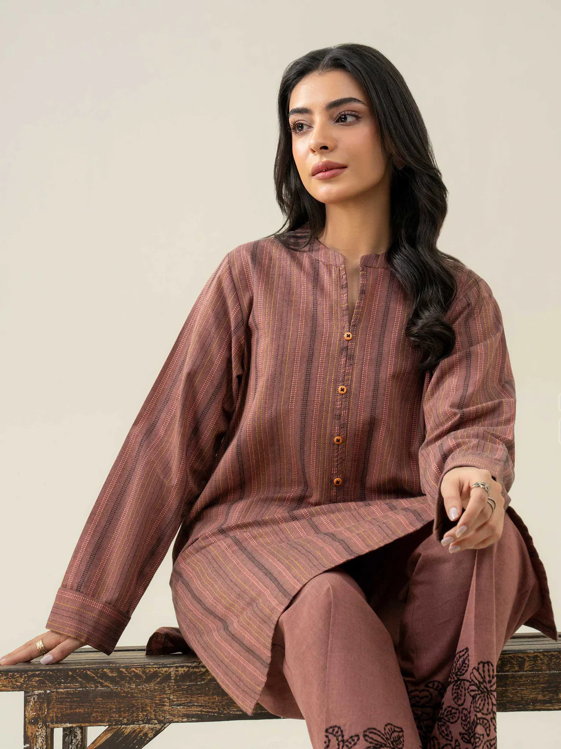 2 PIECE YARN DYED SUIT-EMBROIDERED READY MADE | LIMELIGHT