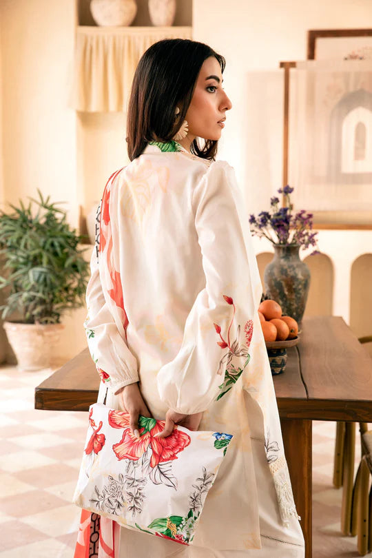 3 Pc UNSTITCHED EMBROIDERED LAWN SUIT | MB-CUS25-907B | MAIRA B