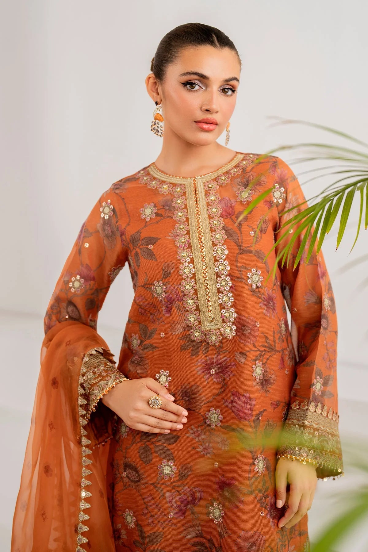 EMBROIDERED COTTON NET UF-701 4 PC UNSTITCHED SUIT | BAROQUE