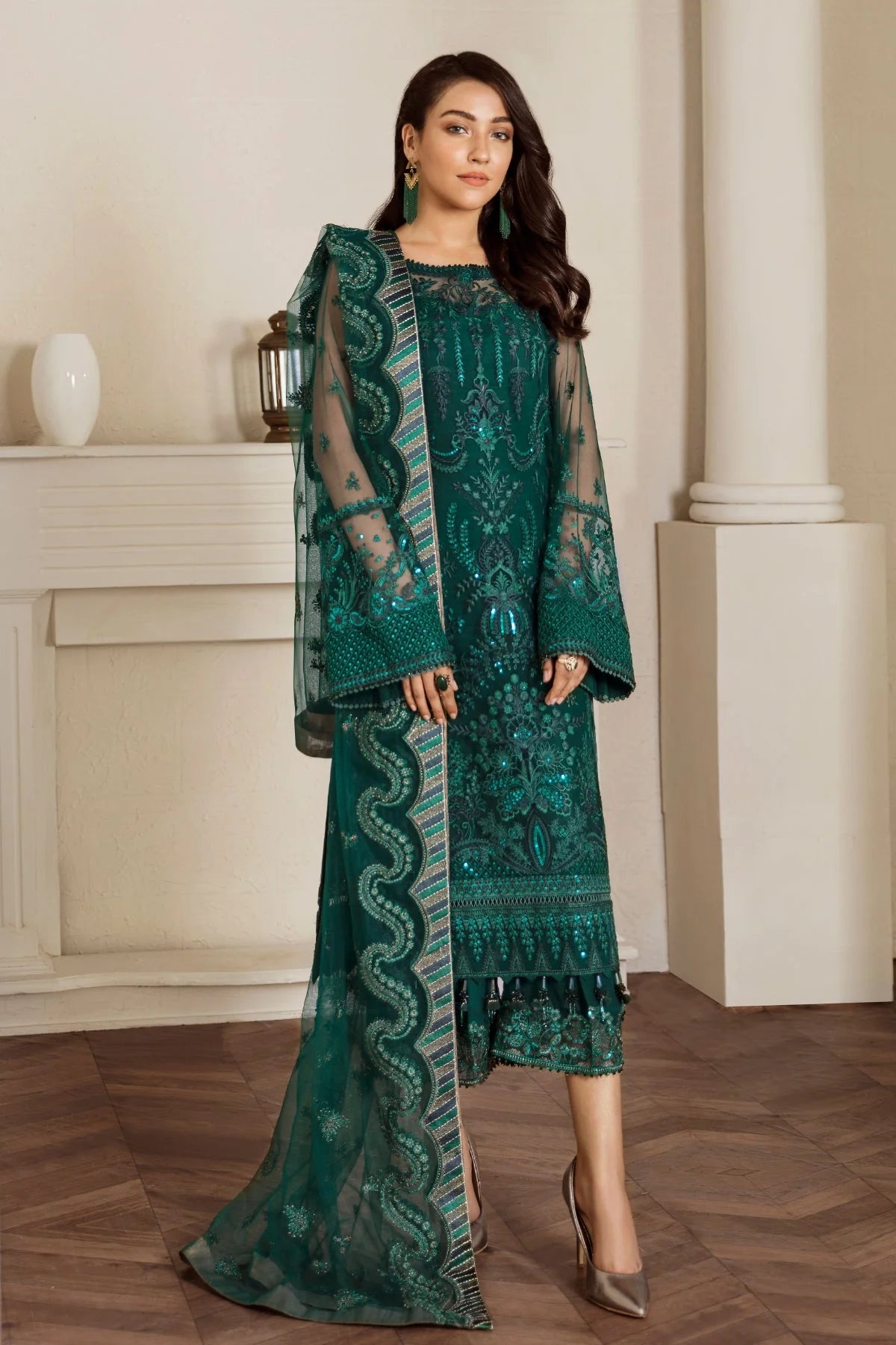 EMBROIDERED NET UF-33 | 3 PC UNSTITCHED SUIT | BAROQUE