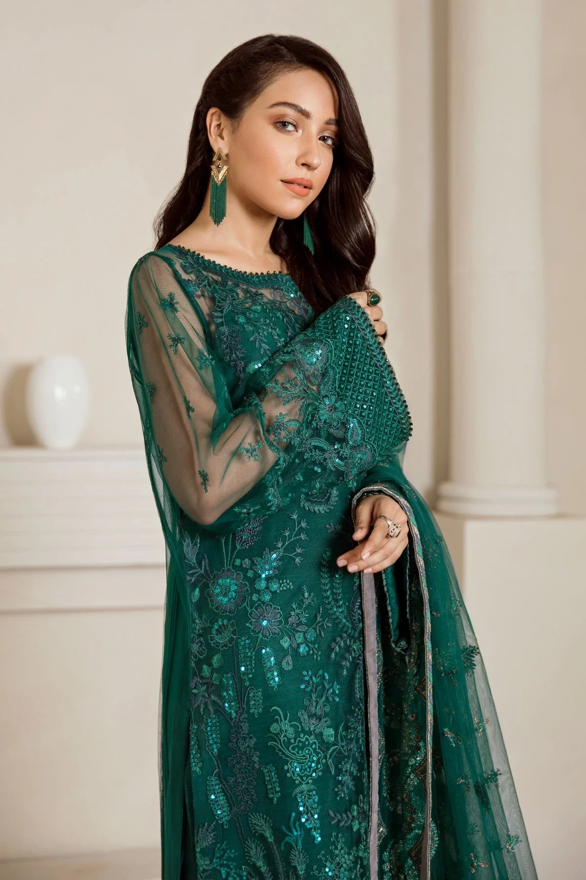 EMBROIDERED NET UF-33 | 3 PC UNSTITCHED SUIT | BAROQUE