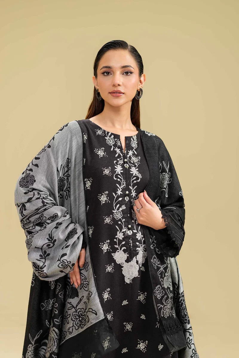 PRINTED EMBROIDERED SUIT | 3 PC UNSTITCHED | NISHAT