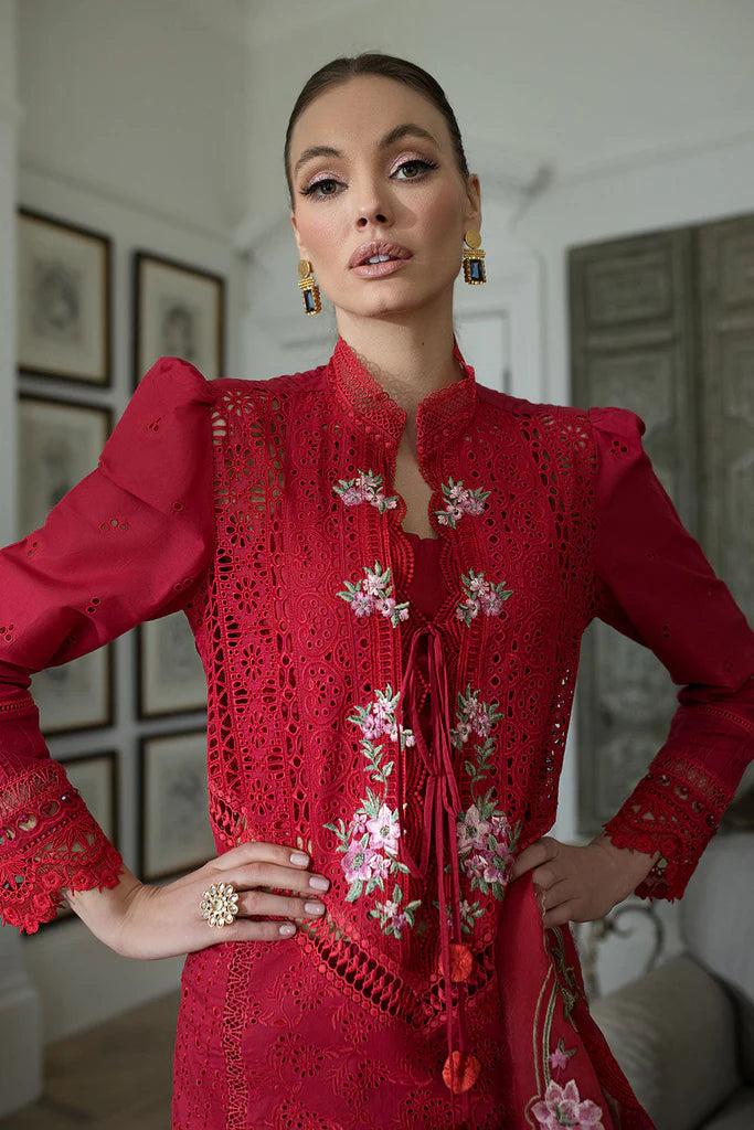 LUXURY LAWN RED UNSTITCHED 3-PIECE SUIT - SOBIA NAZIR