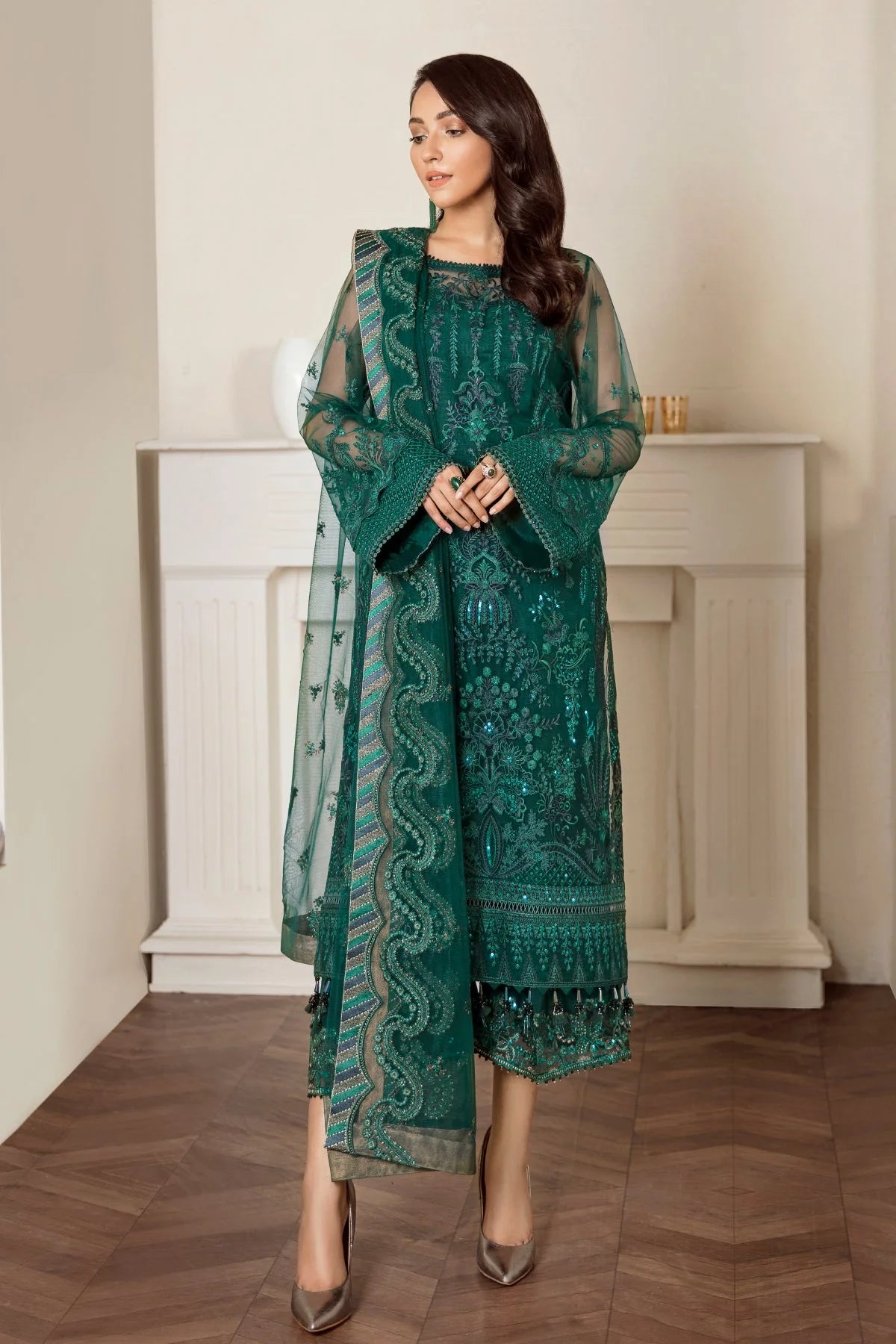 EMBROIDERED NET UF-33 | 3 PC UNSTITCHED SUIT | BAROQUE