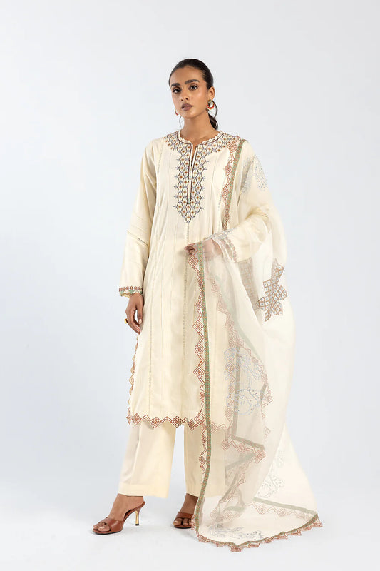EMBROIDERED SUIT 3 PC READY MADE | ETHNIC