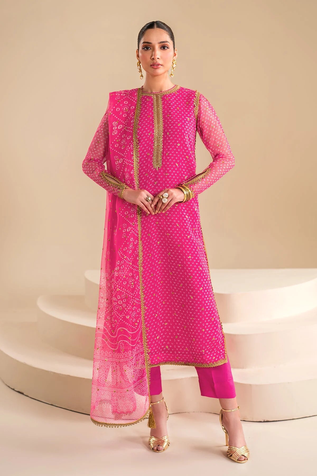 EMBROIDERED CHIFFON UF-626 4 PC UNSTITCHED SUIT | BAROQUE