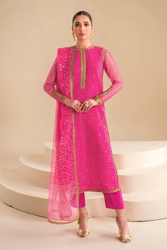 EMBROIDERED CHIFFON UF-626 4 PC UNSTITCHED SUIT | BAROQUE