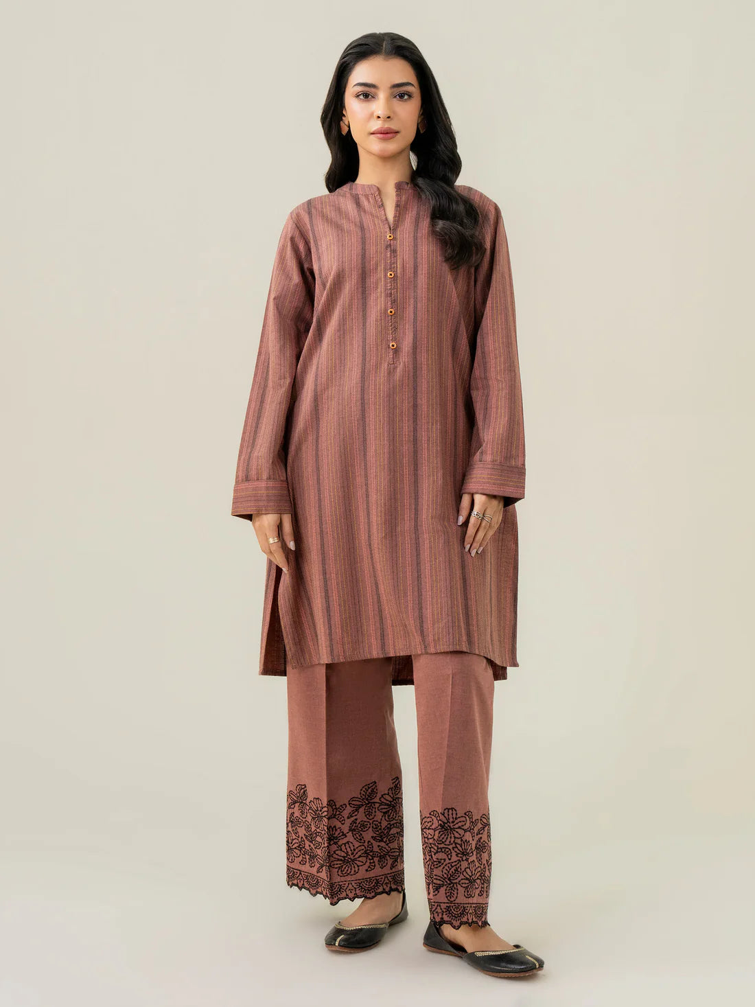 2 PIECE YARN DYED SUIT-EMBROIDERED READY MADE | LIMELIGHT