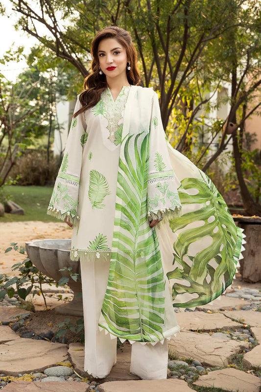 3 Pc UNSTITCHED EMBROIDERED LAWN SUIT | MB-CUS25-906B - MARIA B