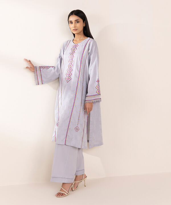 EMBROIDERED JACQUARD SUIT | 3 PC READY MADE | SAPPHIRE