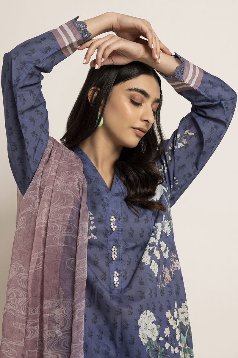 PRINTED LAWN 3-PIECE SUIT UNSTITCHED - KHAADI