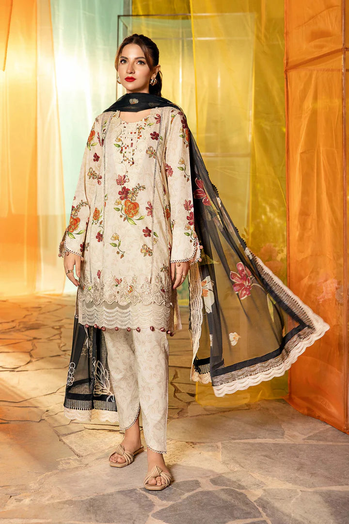 3 Pc UNSTITCHED EMBROIDERED LWAN SUIT - MARIA B