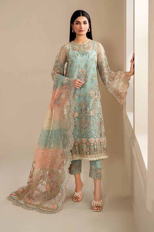 EMBROIDERED NET UF-620 3Pc UNSTITCHED SUIT | BAROQUE