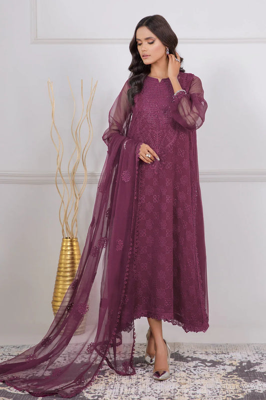EMBROIDERED CHIFFON UF-337 3Pc UNSTITCHED SUIT | BAROQUE