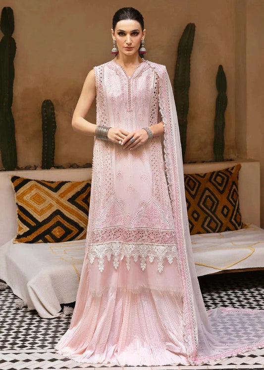 EMBROIDERED LAWN BABY PINK 3-PIECE SUIT -MARIA B