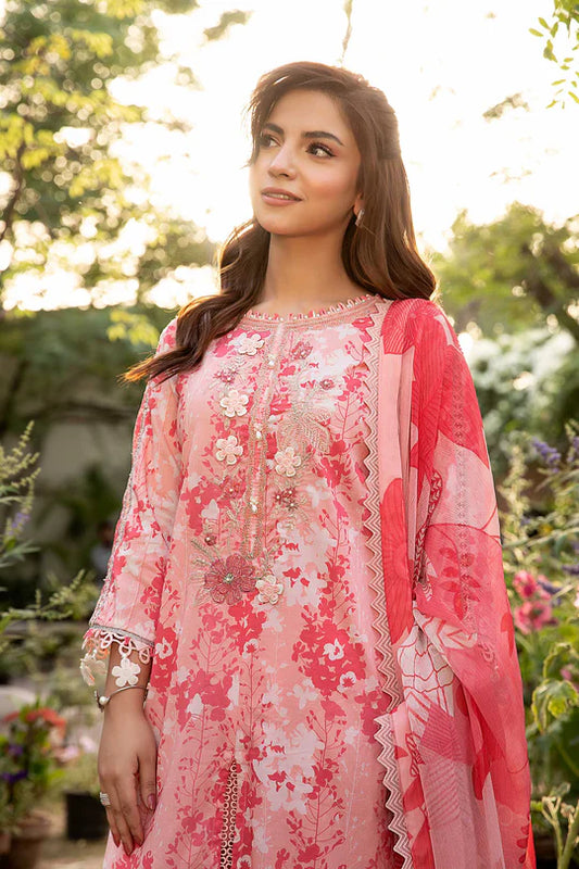 3 Pc UNSTITCHED EMBROIDERED SLUB LAWN SUIT | MB-CUS25-910B | MARIA B