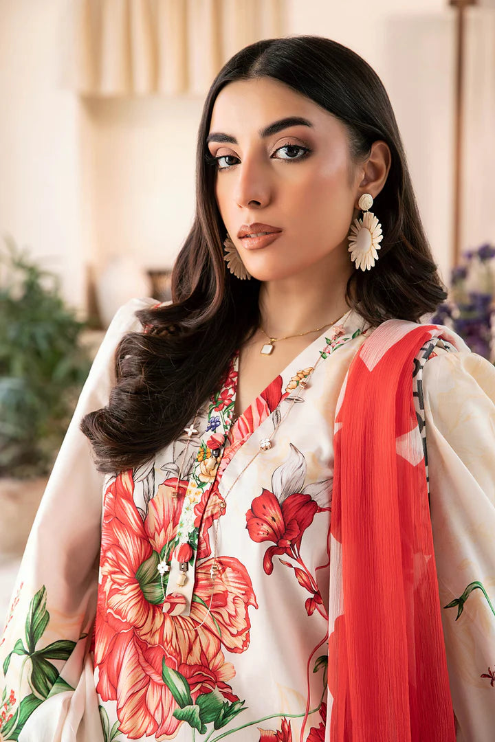 3 Pc UNSTITCHED EMBROIDERED LAWN SUIT | MB-CUS25-907B | MAIRA B