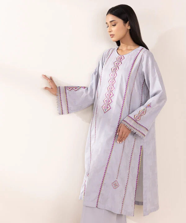 EMBROIDERED JACQUARD SUIT | 3 PC READY MADE | SAPPHIRE