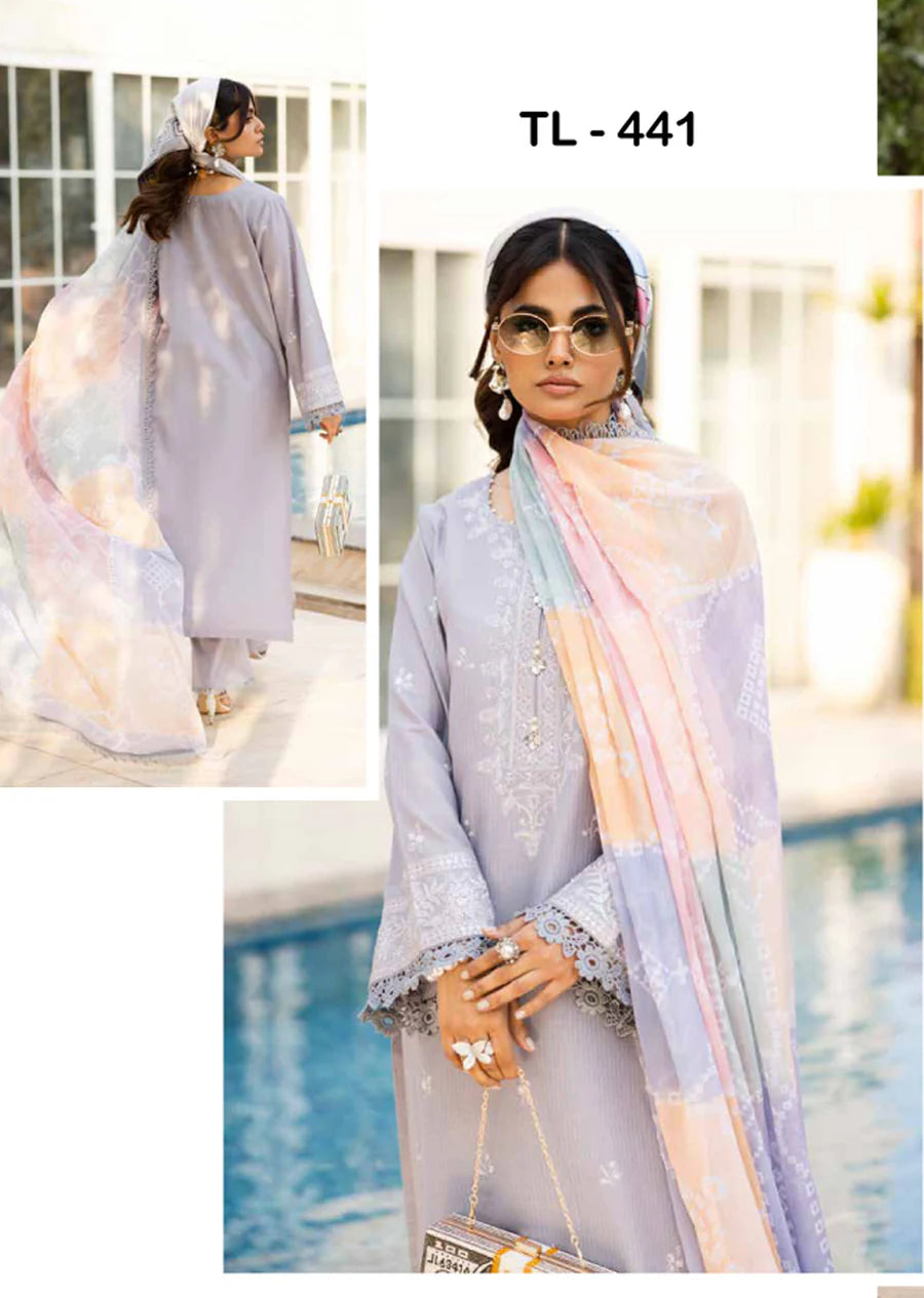 TZB-441 - UNSTITCHED - Nureh Tehzeeb Chickenkari Lawn Collection 2025 | TEHZEEB