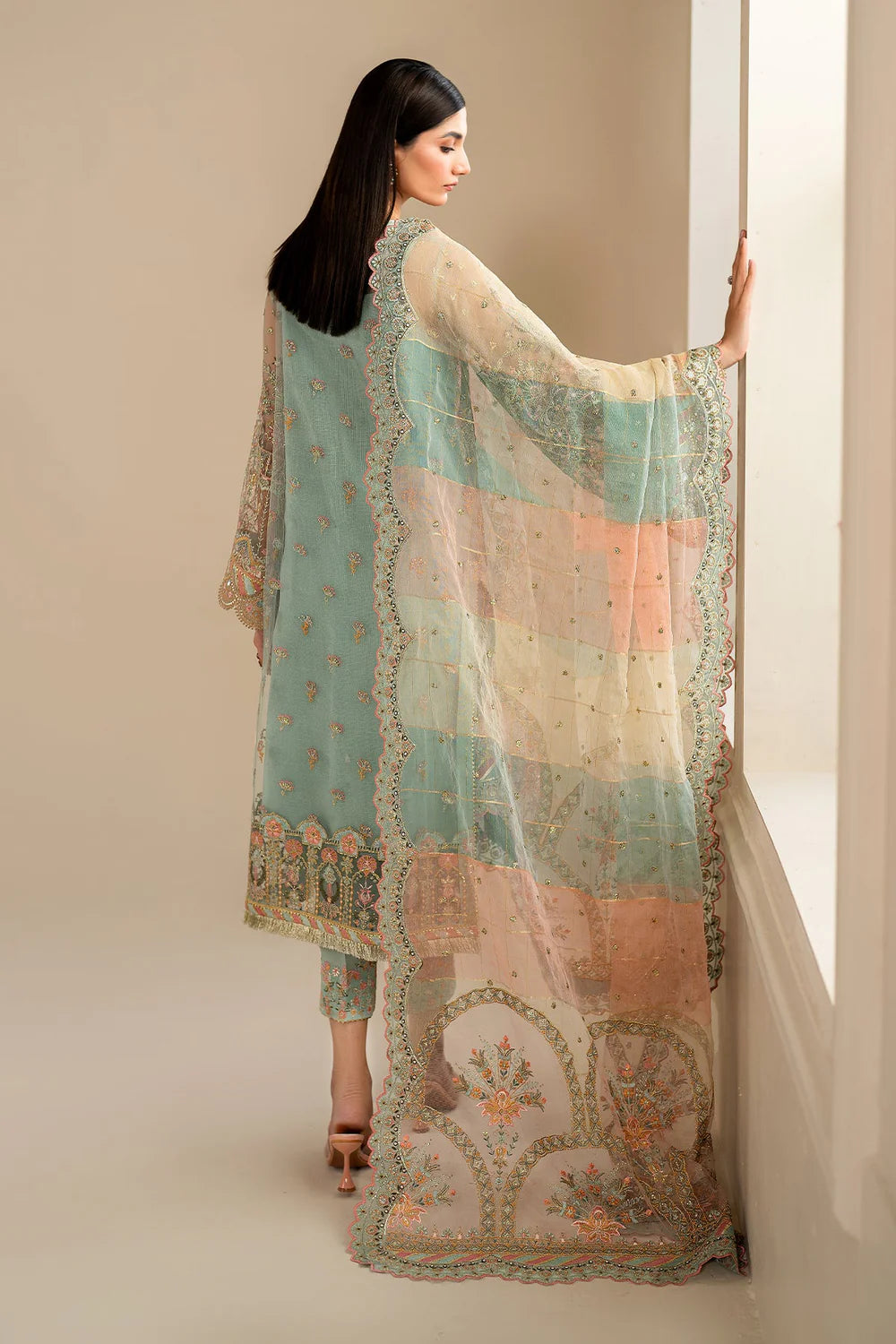 EMBROIDERED NET UF-620 3Pc UNSTITCHED SUIT | BAROQUE