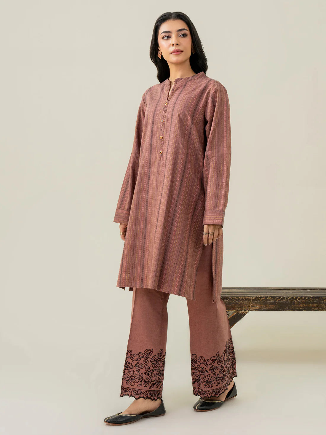 2 PIECE YARN DYED SUIT-EMBROIDERED READY MADE | LIMELIGHT