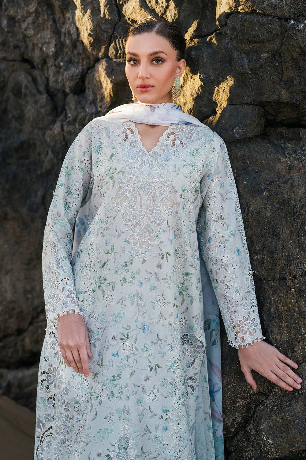 EMBROIDERED PRINTED LAWN UF-4129 3PC UNSTITCHED SUIT | BAROQUE
