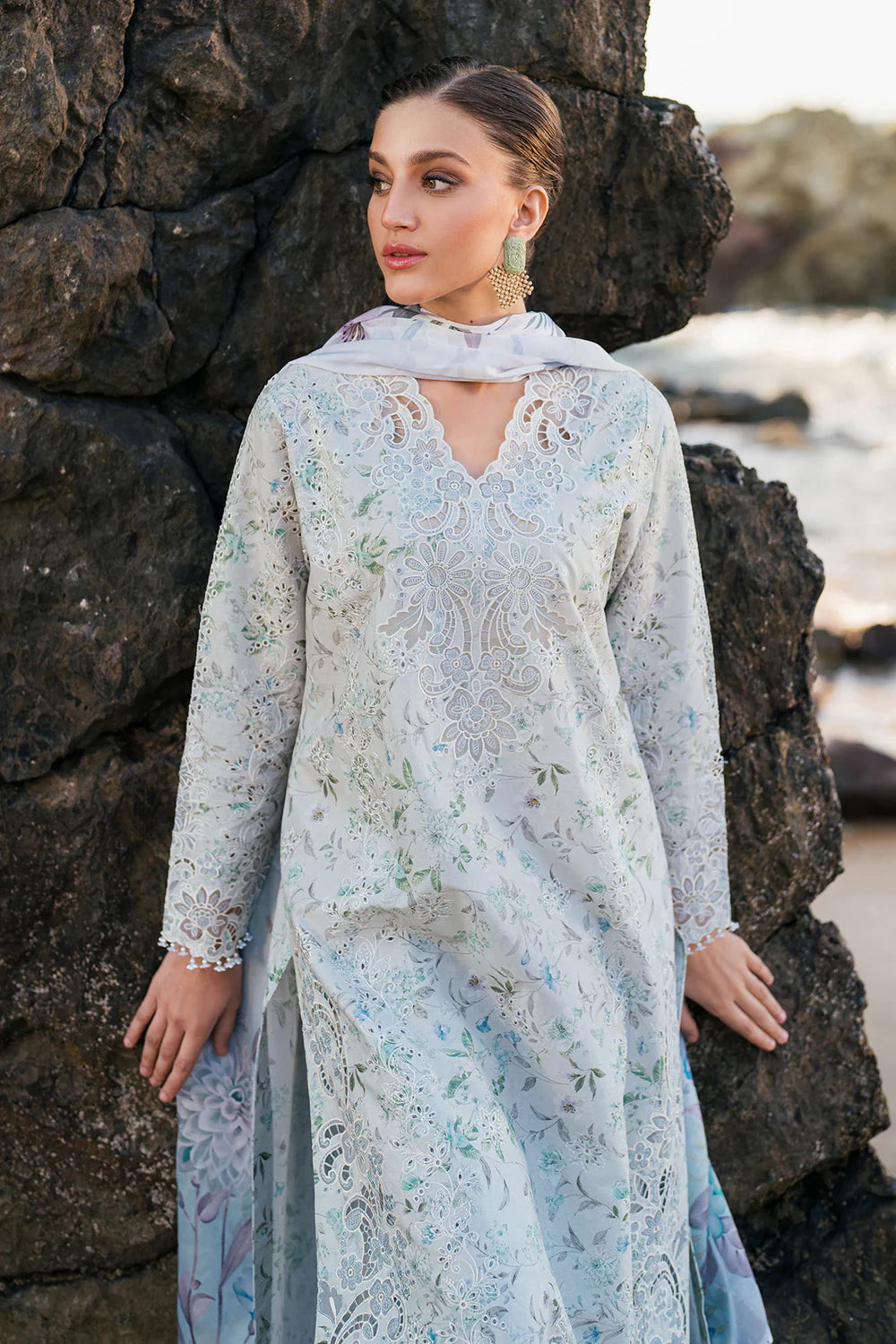 EMBROIDERED PRINTED LAWN UF-4129 3PC UNSTITCHED SUIT | BAROQUE