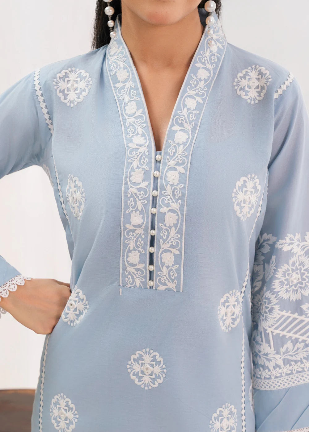 Liyana - Sky Blue - Sahibas By Mirza Stitched 2pc Suit