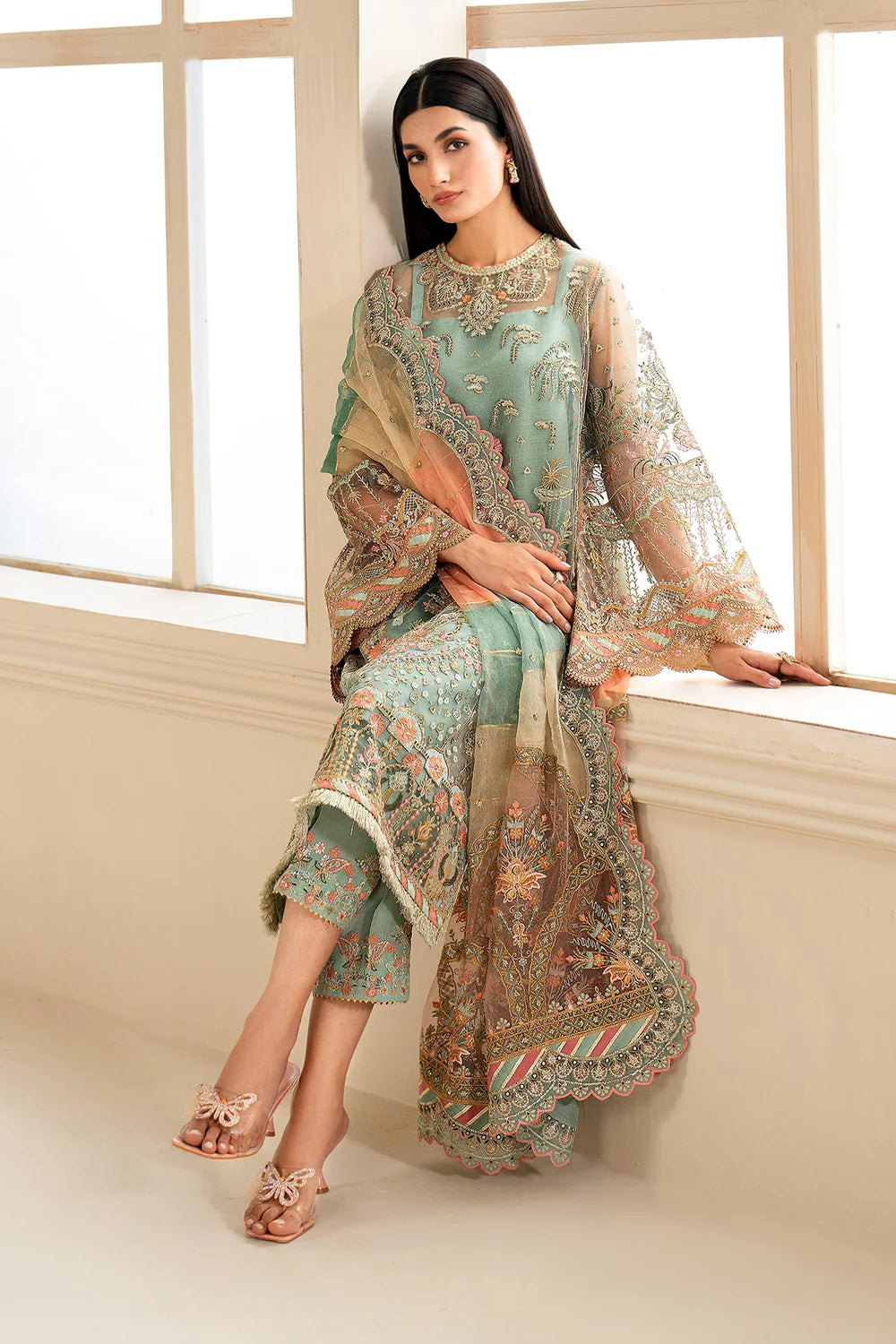 EMBROIDERED NET UF-620 3Pc UNSTITCHED SUIT | BAROQUE