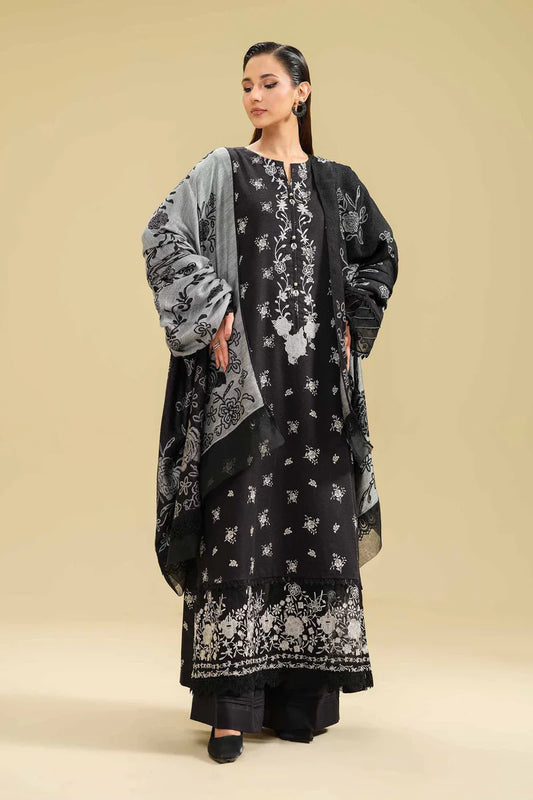 PRINTED EMBROIDERED SUIT | 3 PC UNSTITCHED | NISHAT